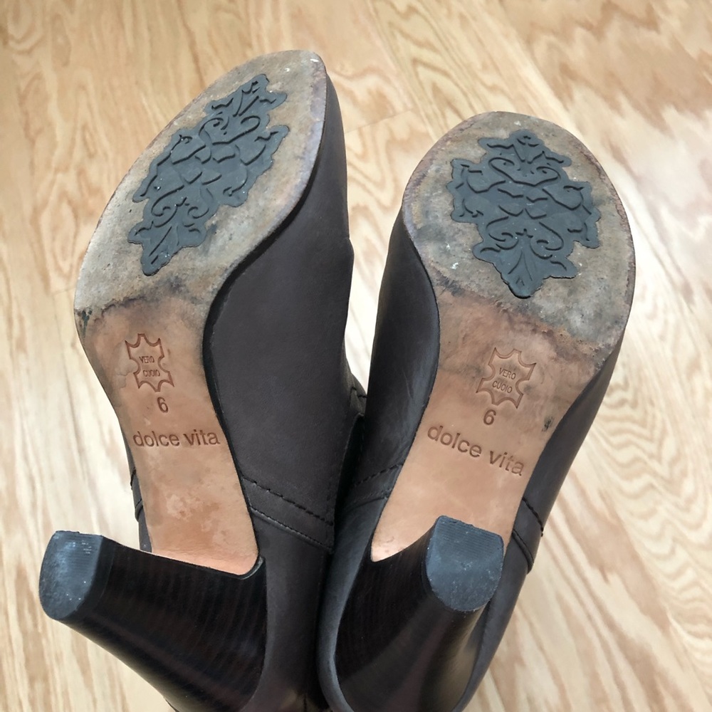 Dolce Vita Taupe Slouchy Leather Boots, 6 - Picture 3 of 6